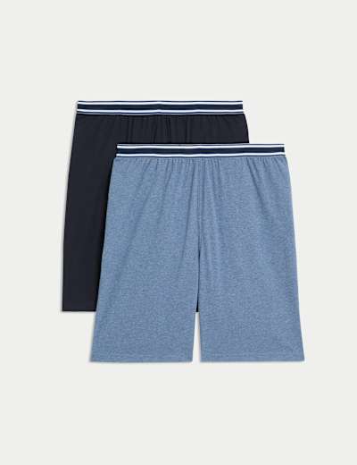 2pk Pure Cotton Jersey Shorts