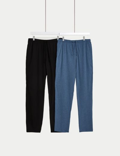 2pk Brushed Cotton Checked Pyjama Bottoms, M&S Collection