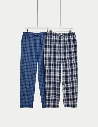 2pk Brushed Cotton Pyjama Bottoms, M&S Collection