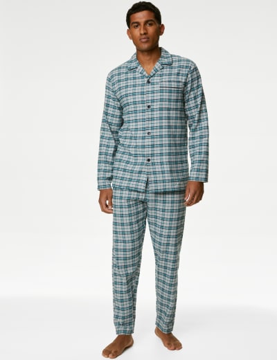 Brushed Cotton Checked Pyjama Set, M&S Collection