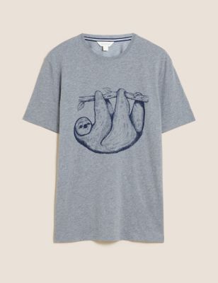 Pure Cotton Sloth Graphic Loungewear Top