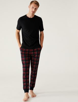 Mens Pyjamas Set 100% Cotton Checked Pajama Short Pjs Summer 2 Piece Sleepwear Nightwear Loungewear 