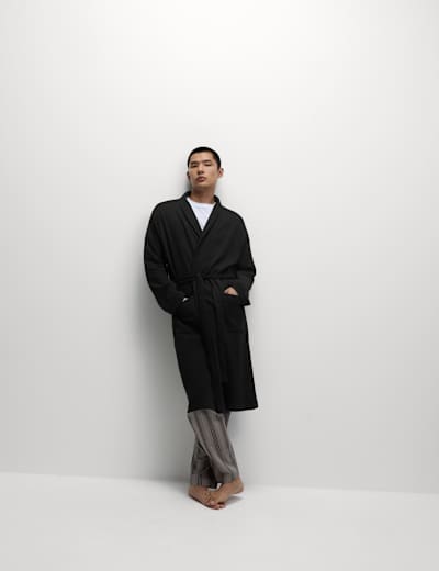 Pure Cotton Waffle Dressing Gown M S Collection M S