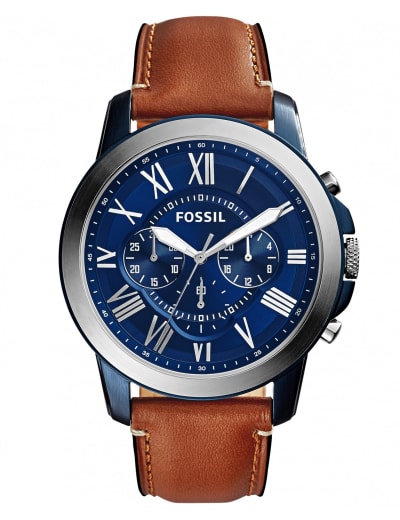 Fossil men townsman stainless steel and leather casual quartz watch best sale