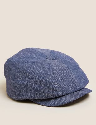 Linen Blend Textured Baker Boy Hat