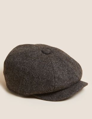 Pure Wool Herringbone Baker Boy Hat