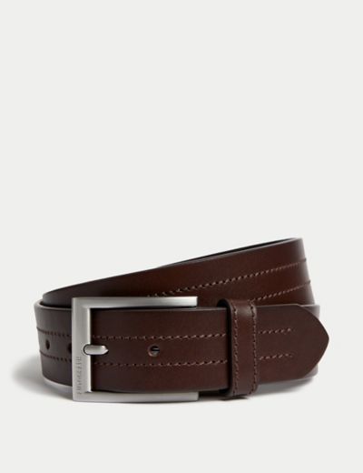 Grey Tan Leather Belt Strap Equestrian Style Rectangular Cushion