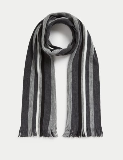 Black and grey striped scarf shop
