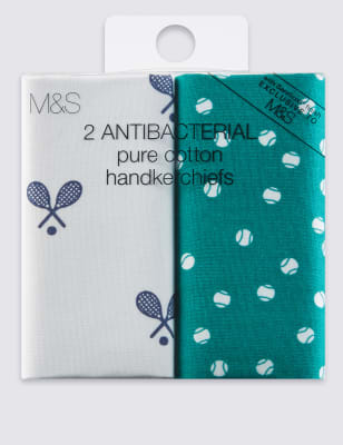 

Носовой платок Anti-Bacterial из чистого хлопка "Теннис" (2 шт), Зеленый микс
