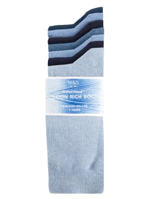 

Хлопковые однотонные носки Freshfeet™ (7 пар), Синий микс