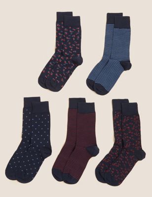 5pk Cool & Fresh™ Floral Striped Socks