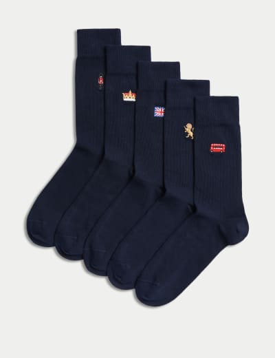 Navy, Mens Ashley Trainer Socks