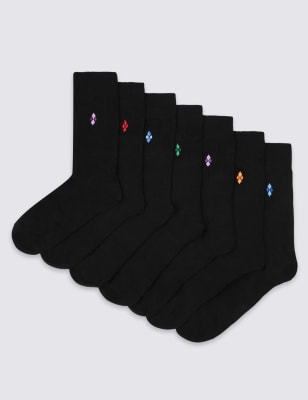 

Хлопковые носки Freshfeet™ с цветной вышивкой ромбом в ассортименте (7 пар), Мульти