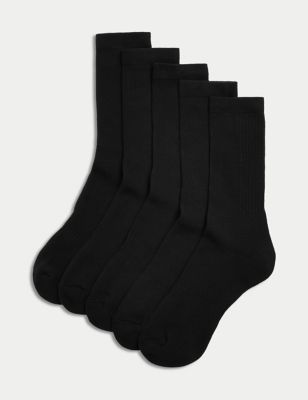 M&s pack de 5 coton multi couleur court chaussettes avec des rayures le long de TOP-12-24m bnwt 
