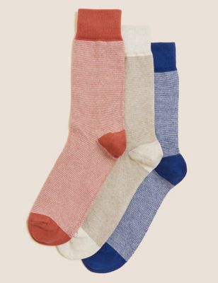 3pk Striped Organic Cotton Rich Socks