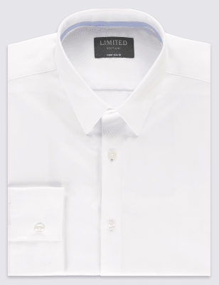 Суперприталенная рубашка из смесового волокна с классическим воротником
