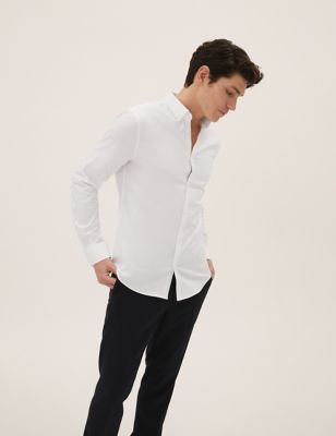 Slim Fit Cotton Rich Textured Shirt