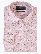 Хлопковая рубашка приталенного кроя с цветочным принтом