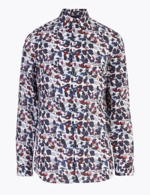 Яркая хлопковая рубашка с длинным рукавом