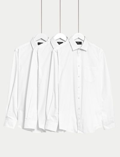 3pk Slim Fit Easy Iron Long Sleeve Shirts, M&S Collection