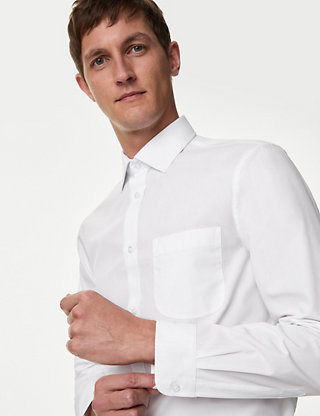 M&S&W Mens Button Down Long-Sleeved Wear to Work Slim Casual Top 