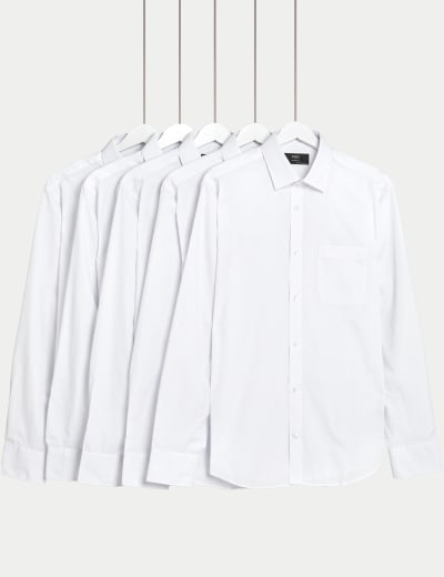 5pk Regular Fit Easy Iron Short Sleeve Shirts M S Collection M S