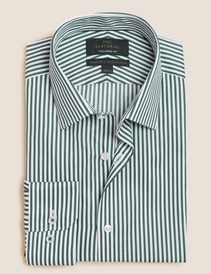 Mens shirt uniform small medium large XL blue gray green stripe white Cotton NEW 