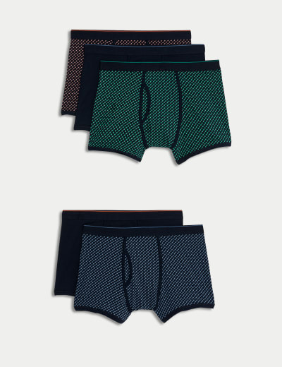 5pk Pure Cotton Cool & Fresh™ Jersey Boxers, M&S Collection