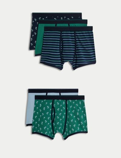 5pk Pure Cotton Assorted Jersey Boxers, M&S Collection