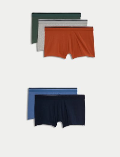 5pk Pure Cotton Cool & Fresh™ Jersey Boxers, M&S Collection