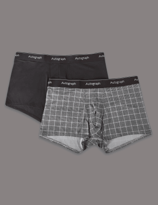 Трусы-хипсы из смесового волокна однотонные, в клетку