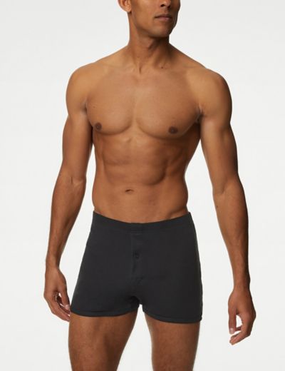 Mens Jersey Boxers Pure Cotton Cool & Fresh Loose Fit Grey Navy 3 Pack