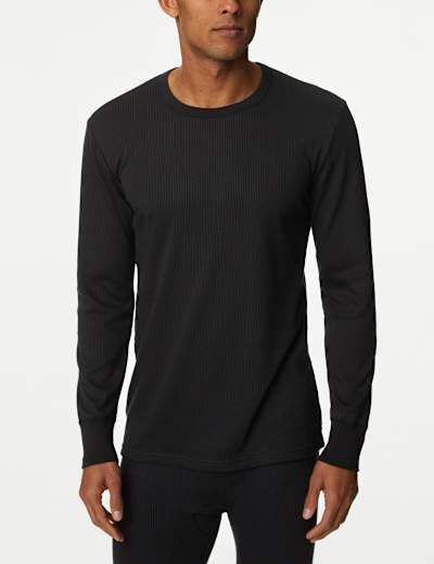 John Lewis Long Sleeve Heat Generating Thermal Top, Black at John