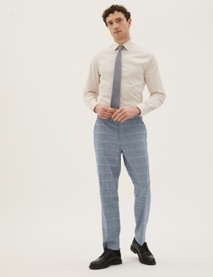 Grey Tailored Fit Check Trousers