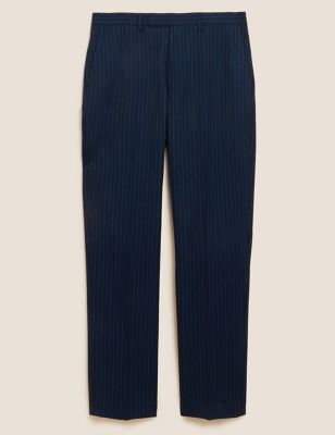 Regular Fit Pure Wool Chalk Stripe Trousers