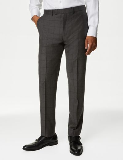 Slim Fit Pure Wool Check Suit Trousers | M&S SARTORIAL | M&S