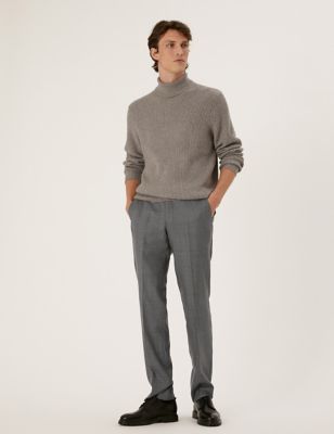 Tailored Fit Italian Wool Check Trousers