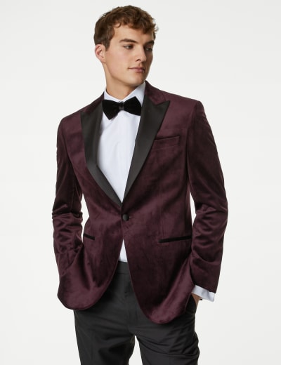 Slim Fit Velvet Tuxedo Jacket M S Collection M S