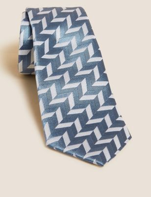 Textured Geometric Pure Silk Tie