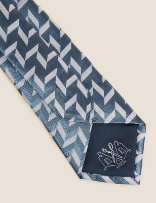 Textured Geometric Pure Silk Tie