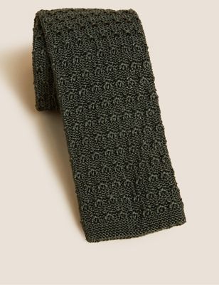 Square End Pure Silk Knitted Tie