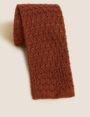 Square End Pure Silk Knitted Tie