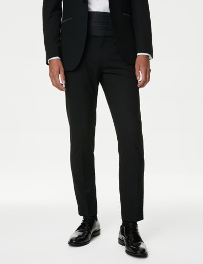 Tailored Fit Black Tuxedo Trousers