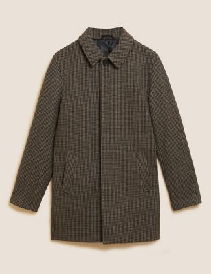Wool Rich Checked Car Coat