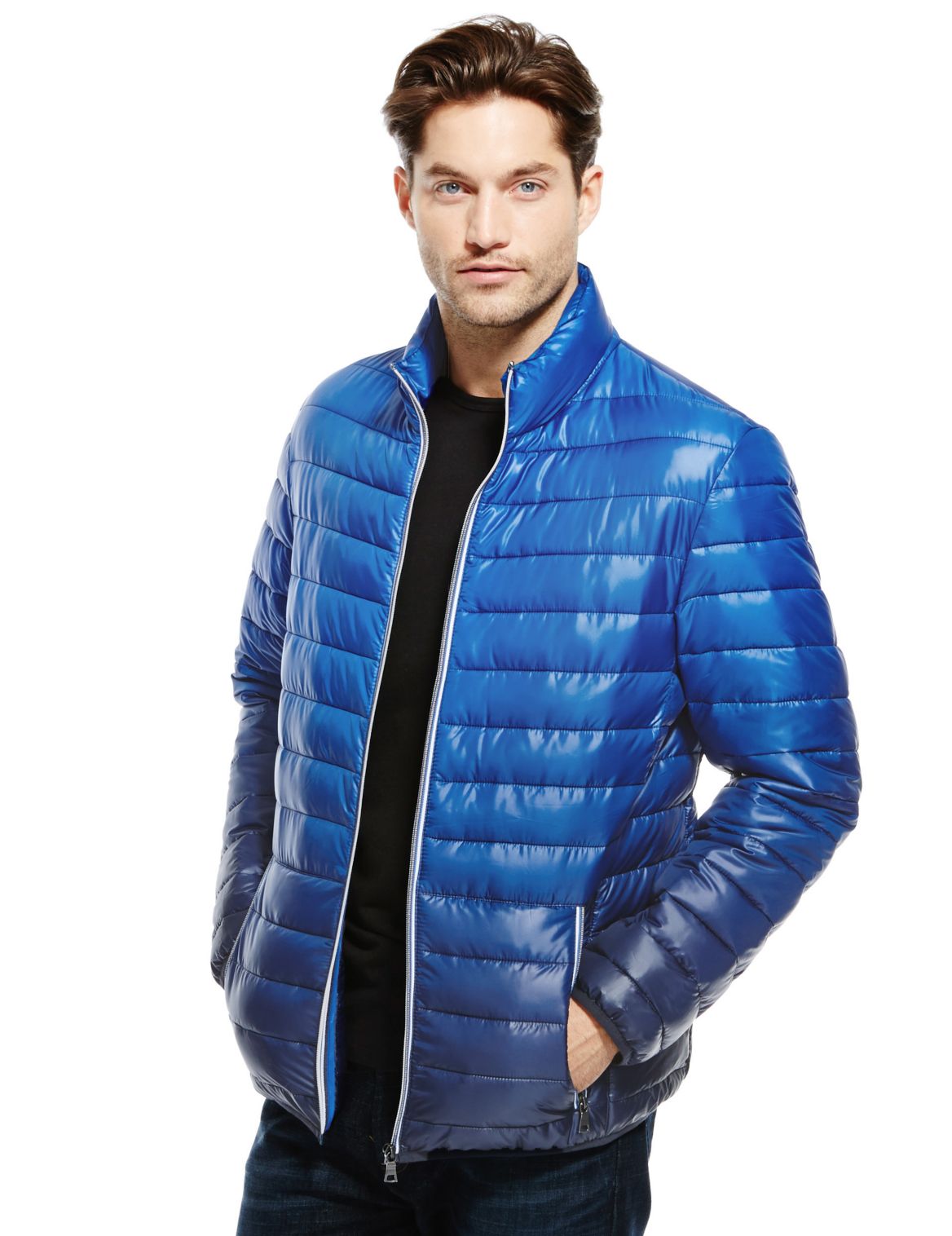 Dip Dye Quilted Bomber Jacket With Stormwearâ ¢ Royal Blue | Edgemix