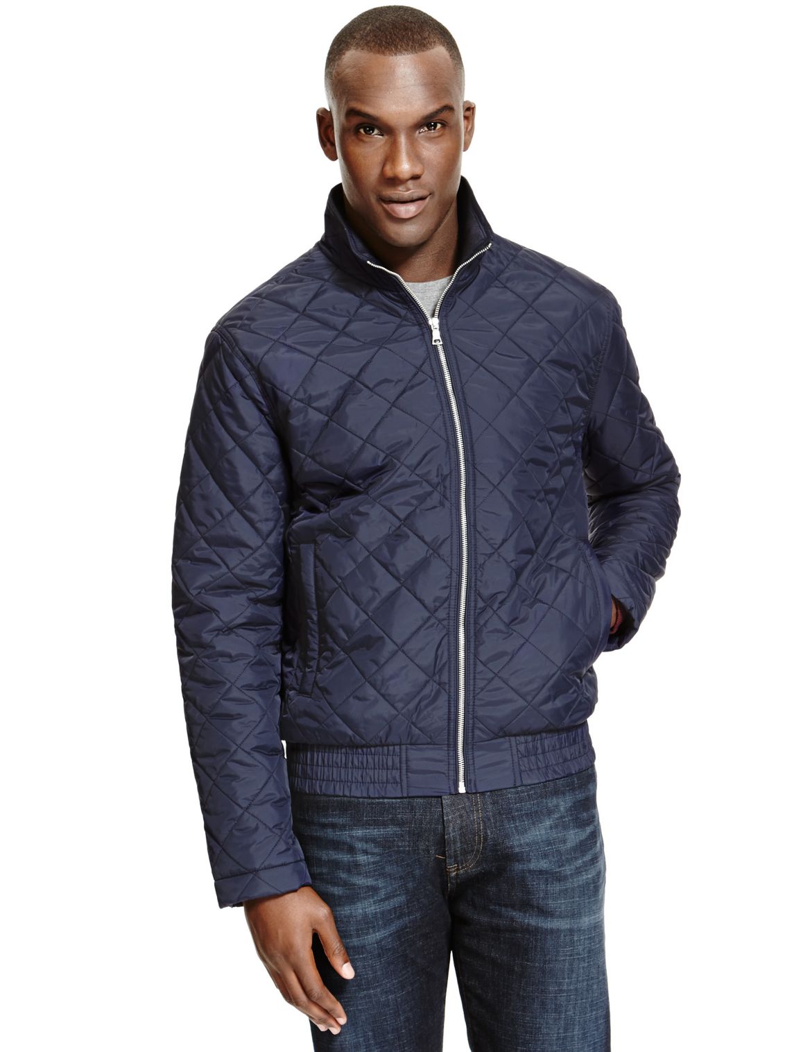 Quilted Bomber Jacket With Stormwearâ ¢ Navy | Eizzy