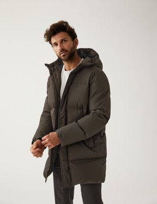 Feather and Down Padded Parka Coat
