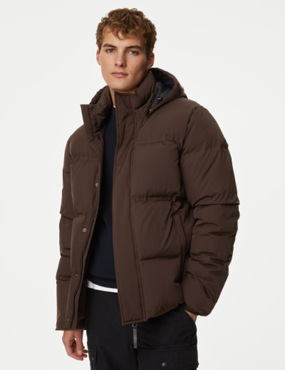 Feather Down Padded Hooded Puffer Jacket with Stormwear M S
