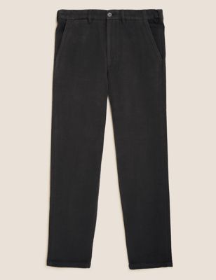 M&S Mens Active Waist Regular Fit 42-36-38-34-40 31-29-33 Black Wool Trousers 