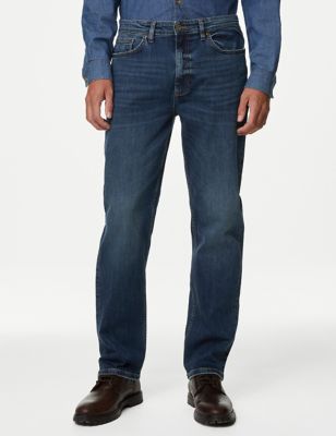 Straight Fit Stretch Jeans, M&S Collection